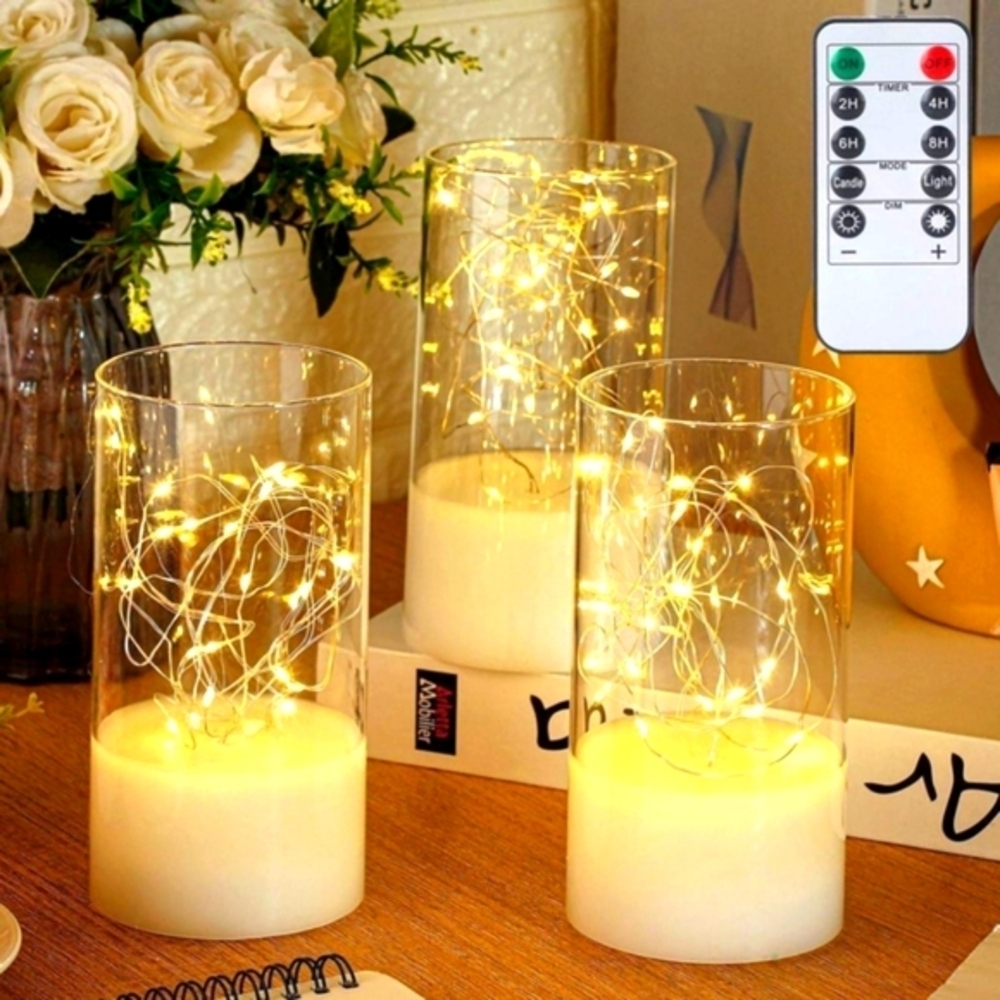 3 Pcs Flickering Flameless Candles
